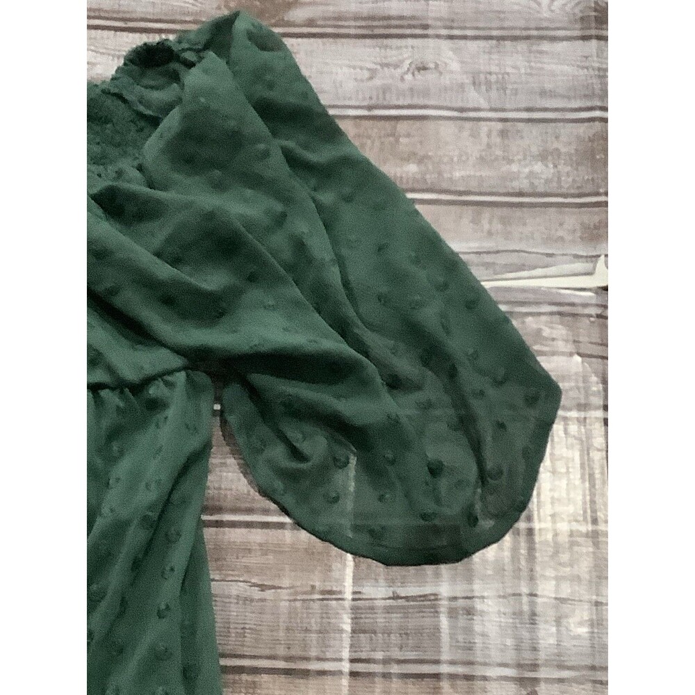 Anthropologie   Maxi Dress Green swiss dots lined open back  SZ L - Picture 8 of 16